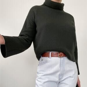 THE RESET R LABEL Magic Mock Neck Sweater Wool Cashmere Dark Green Sz M {3G37}